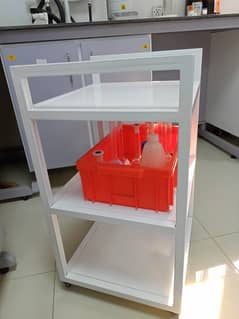 utility trolley & rags shelves cabinets