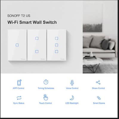 SONOFF T2US3C-TX 2Gang Smart WiFi Wall Light Switch