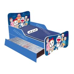 6x3 Feet Doraemon Theme Wooden Bed With Sliding bed for kids - Red