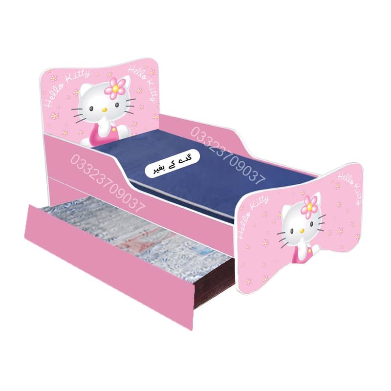 High Quality hello kitty Theme Wooden Bed With Lower bed for kids 0