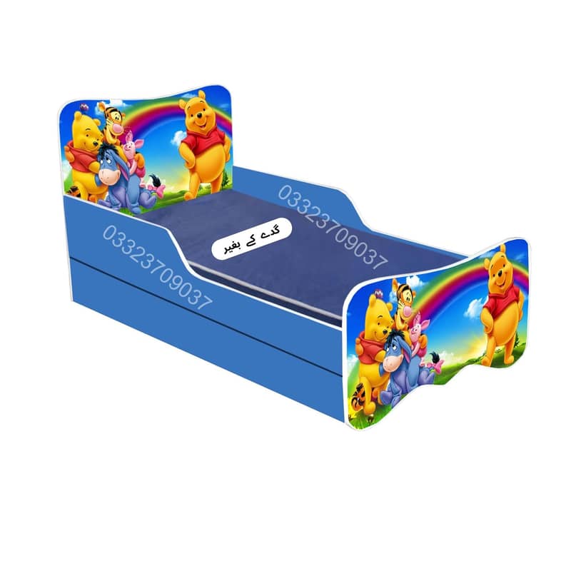 Winnie The Pooh Theme Wooden Bed With Sliding bed for kids 1