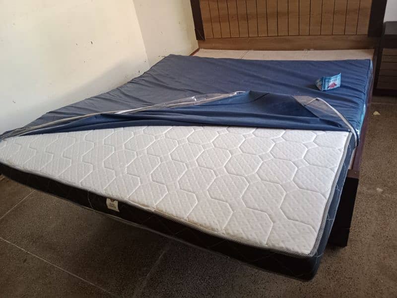 King Size Bed with Side Table  & 72x78 Alkhair Mattress for Sale 2