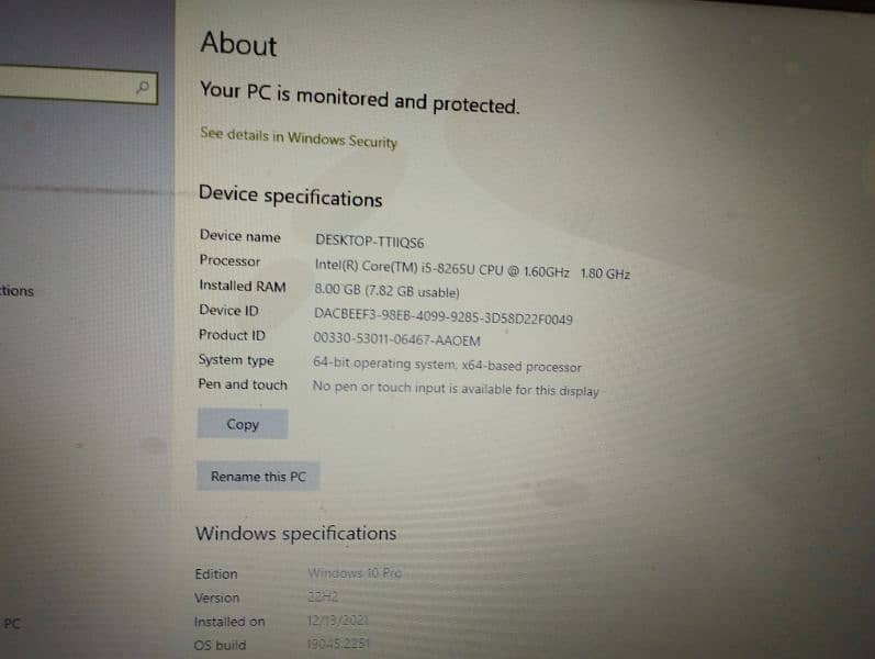 Dell i5 8th generation quad core processor ssd 256gb Ram 8gb 3