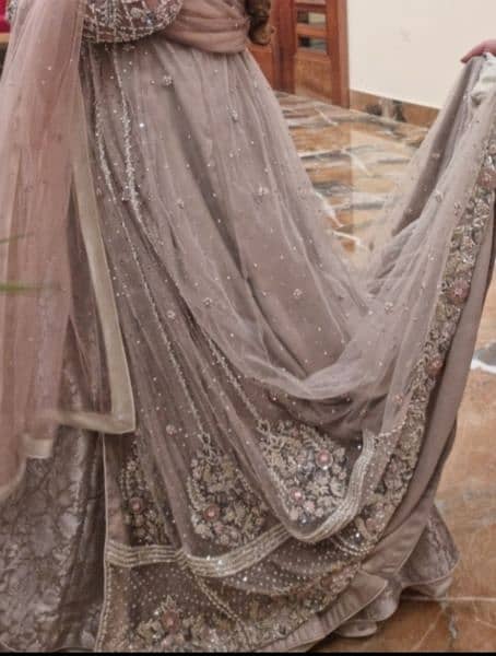 Bridal Wedding Grey Maxi Dress with dupatta 4