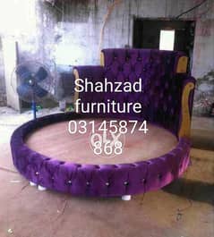 new round bed set with dressing table