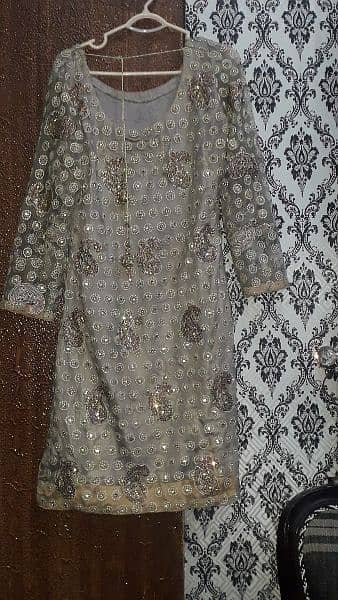 Beautiful fancy net dress with full embroidery 0