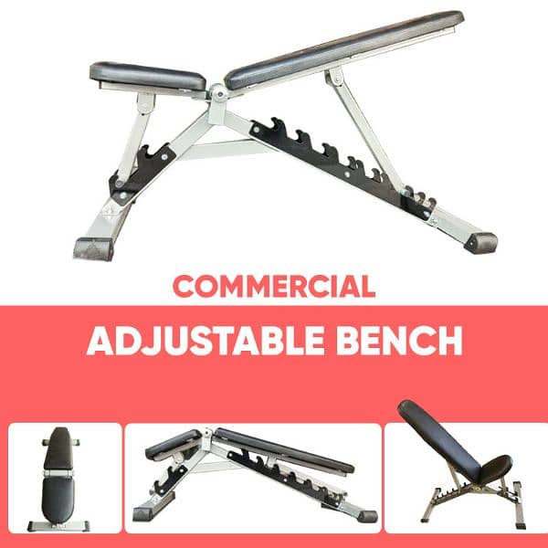 COMMERCIAL ADJUSTABLE BENCH FITNESS EXERCISES 0