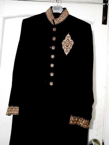 Black n Golden neck n arm embroided sherwani branded 1