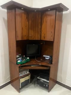 Corner Computer Table with Cabinets