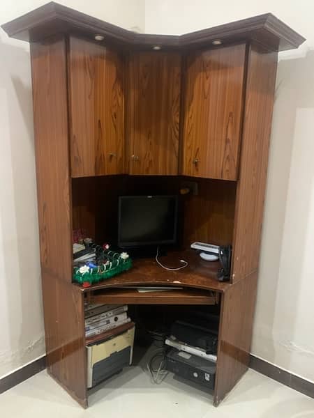 Corner Computer Table with Cabinets 0