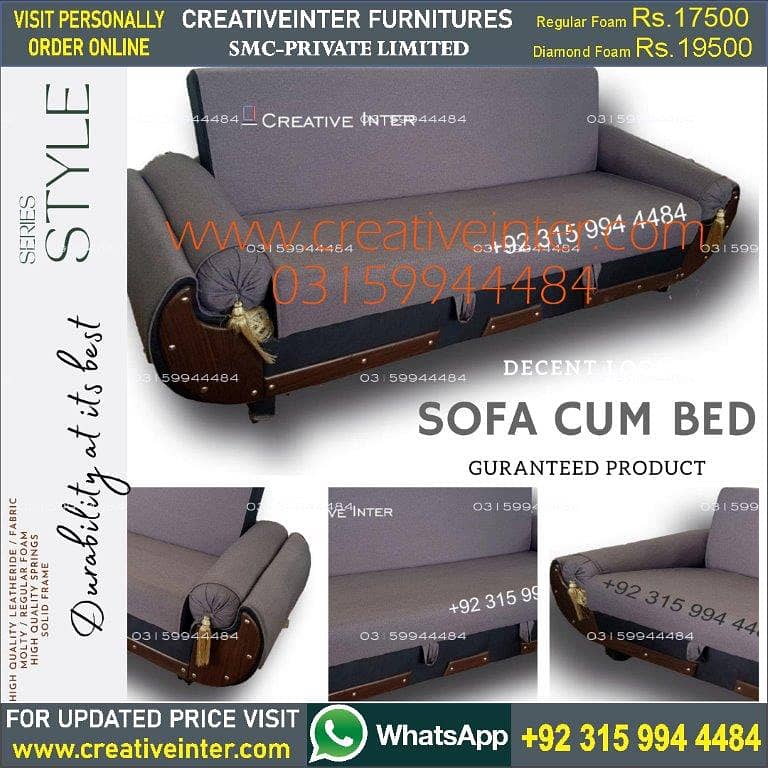 Sofa cum bed set dining office table chair cupboard coffee center 11