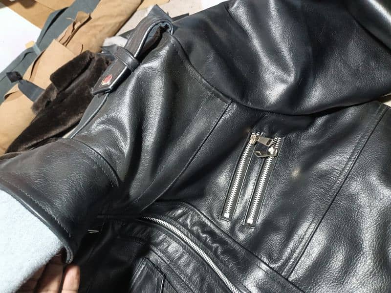 genuine leather hood jacket 4