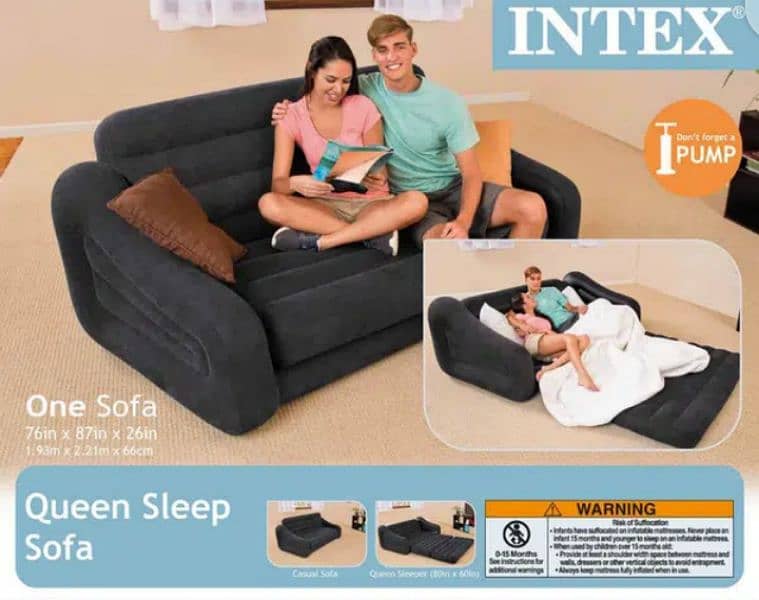 Intex sofa cum bed Velvet 3 Seater Inflatable S 1