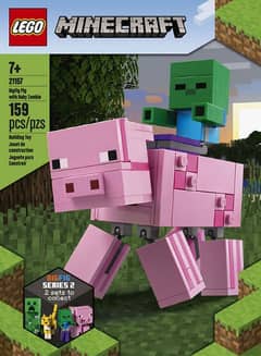 LEGO Minecraft 21157 Big Fig Pig with Baby Zombie Building Kit.