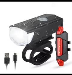 mountain bike front and back light USB rechargeable bright light three