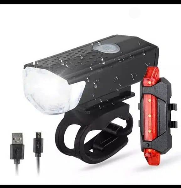 mountain bike front and back light USB rechargeable bright light three 0