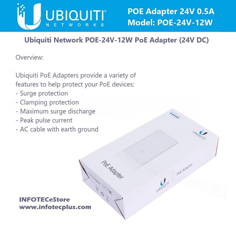 Ubiquiti PoE Adapter 24V 0.5A White for PowerBeam - New Stock 0