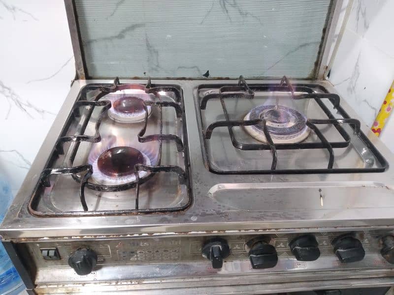 3 burner oven with top glass cover for sale 1