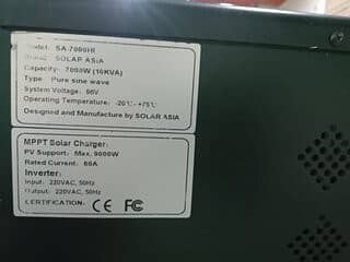 Solar Asia Off Grid solar Hybrid Inverter 7 KW (96 volts) 9