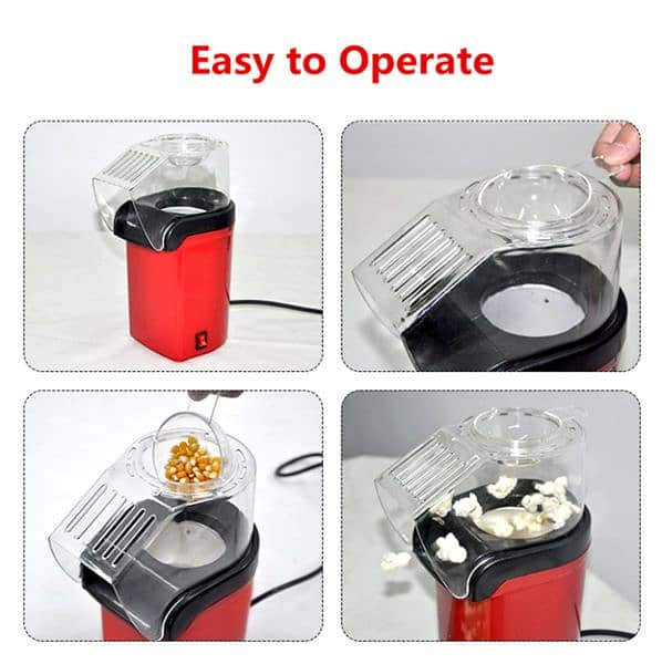 Popcorn Maker Hot Air Popcorn Popper 1200W With Measuring Cup Oil Free 1