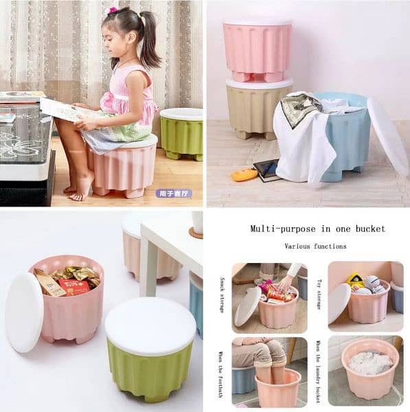 Storage Stool Box Chair Study Table Desk Bear Kids Toys Bluetooth Mic 9