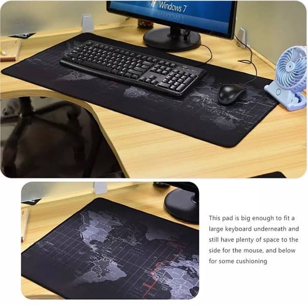 Anti-Skid Mousepad Extended Large World Map Keyboard Mouse Pad 90×40cm 1
