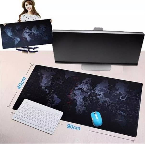 Anti-Skid Mousepad Extended Large World Map Keyboard Mouse Pad 90×40cm 2
