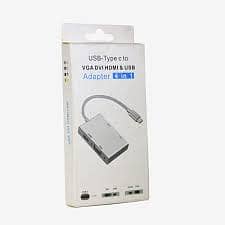 USB-Type C To VGA DVI HDMI & USB Adapter 4 IN 1