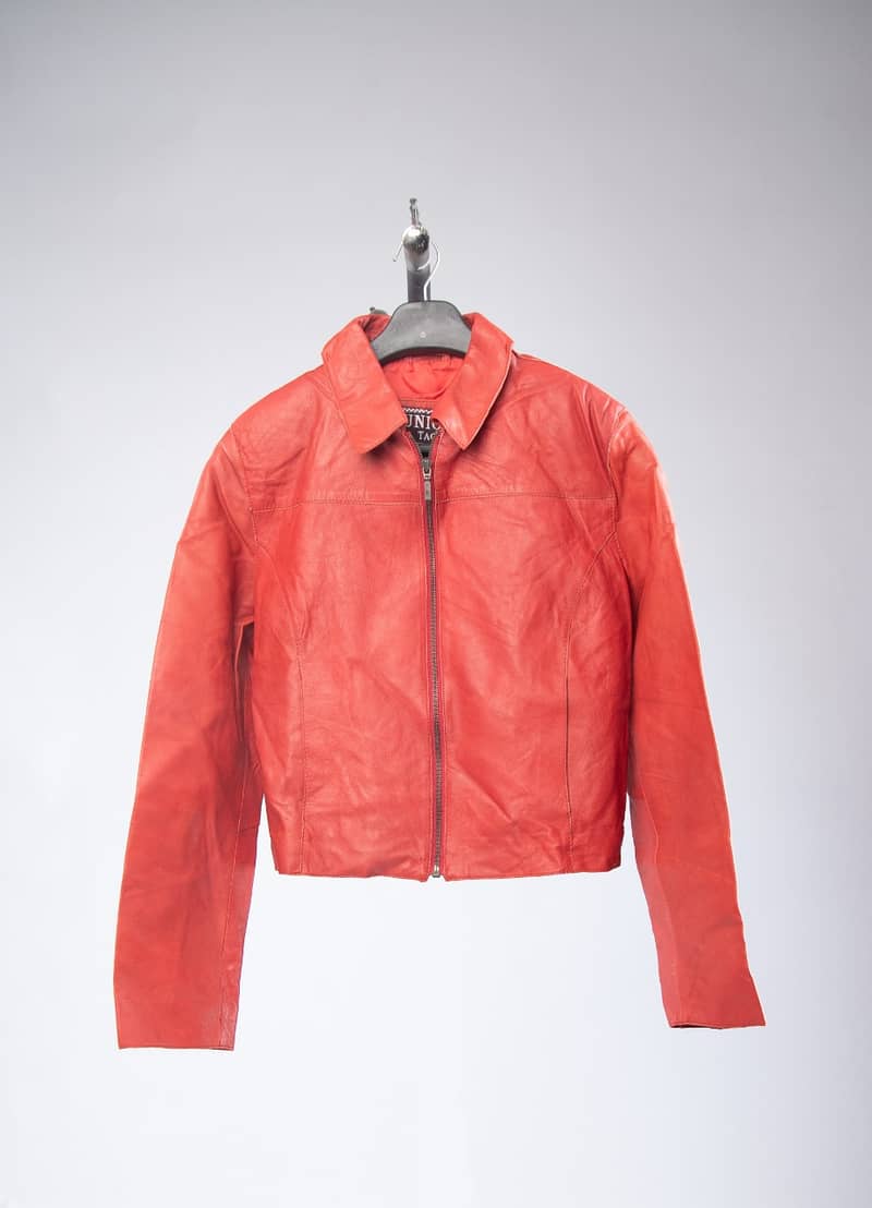 Original Leather Girls & Kids Jacket Red/Black Colour 5