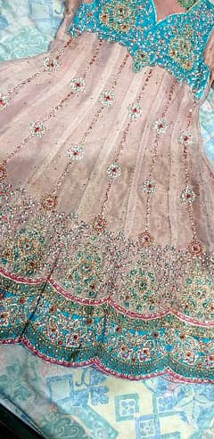 stone work anarkali frock wide flare