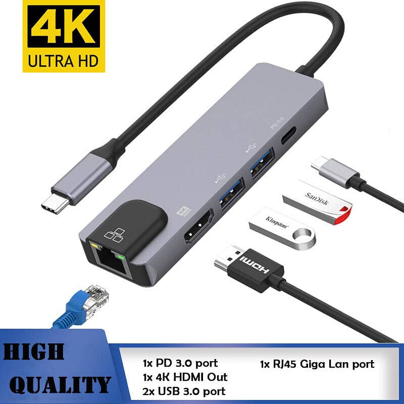 usb c multi function dock station usb 3.0 hub hd tv+rj45+type c 3.0 0