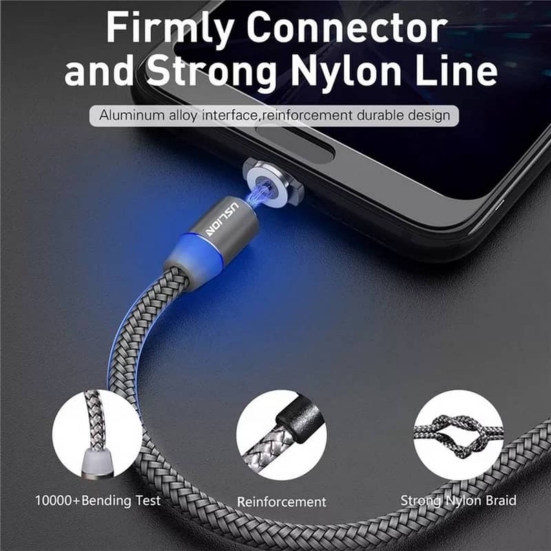 USLION Magnetic USB Cable Fast Charging Micro USB Cable for all Mobile 1