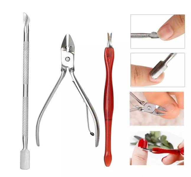 3pcs Stainless Steel Nail Cuticle Scissor Pusher 0