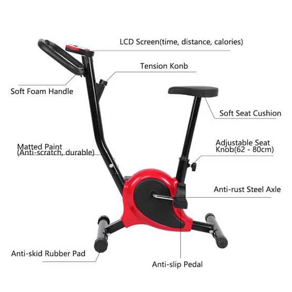 Indoor Exercise Bike with LCD Screen, Stainless Steel 03020062817 1