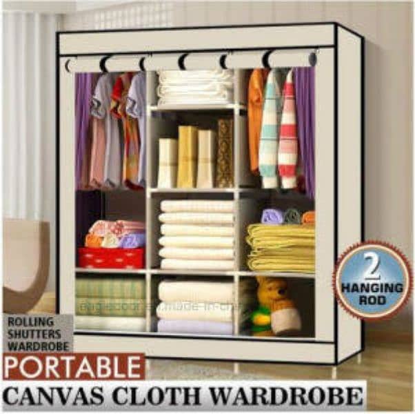 6 Feet 3 Door  Portable Wardrobe Clothes Storage 03020062817 1