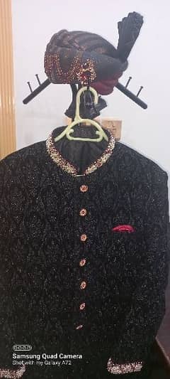 sherwani with pagrhi , footwear plus shakwar kameez to wear under it