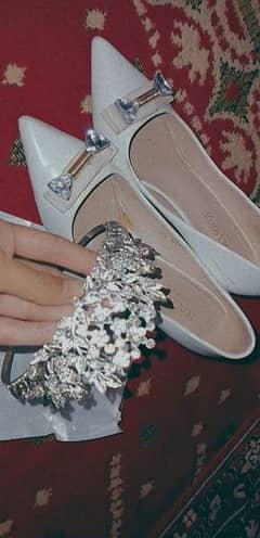 white frock with shoes and crown sale
