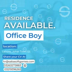 Office Boy @Johar Town Required - Cleaning Included -Outside Lahore OK 0