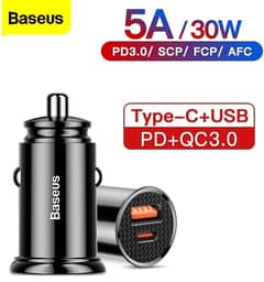 BASEUS DUAL PD + QC USB Fast Car Cell Mobile Phone Tablet Charger