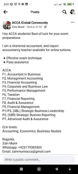 Tuition services offered for Accounting business subjects offered 1