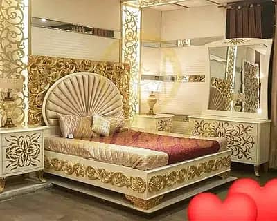 luxury complete bed set/bed set with 2 side tables and dressing table 0