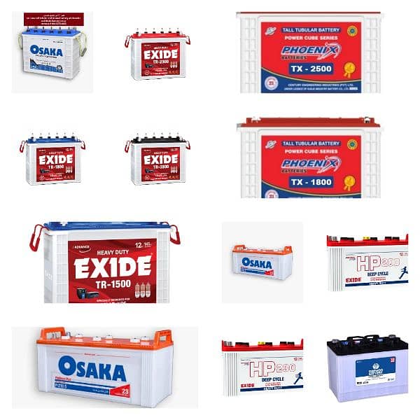 EXIDE & OSAKA TALL TUBULAR NORMAL BATTERY ( Garden Battery Market) 0