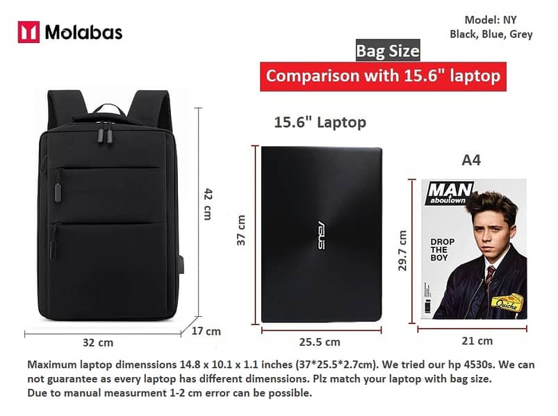 Laptop & Travel Backpack, USB Port, Dual Compartment For Office & Busi 4