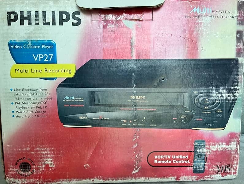Box Pack PHILIPS Video Cassette Player VP27 Multi Line Recording 2