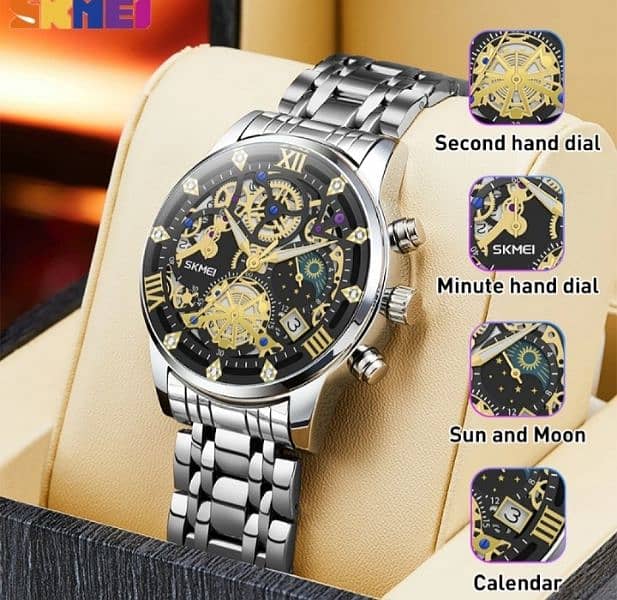 SKMEI Fashion Stainless Steel Waterproof watch for Men 7039 0