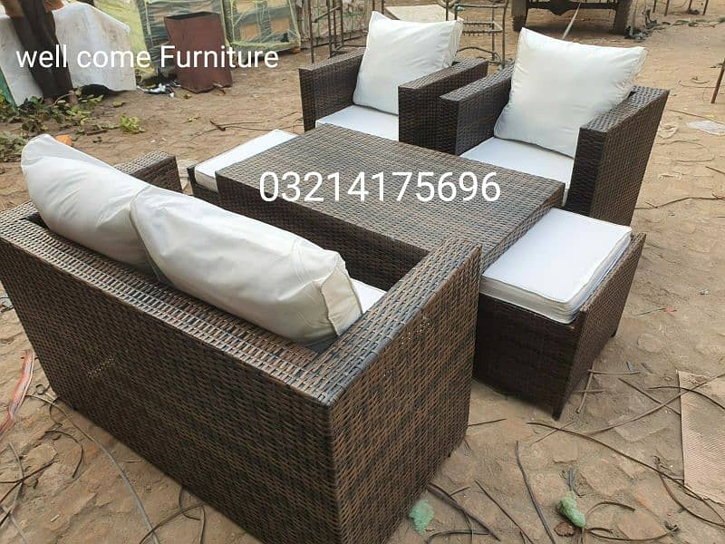 OUTDOOR GARDEN RATTAN UPVC FURNITURE SOFA SET CHAIRS TABAL UMBRELLA 2