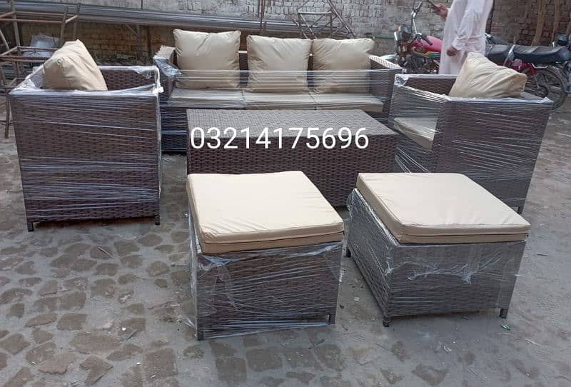 OUTDOOR GARDEN RATTAN UPVC FURNITURE SOFA SET CHAIRS TABAL UMBRELLA 8