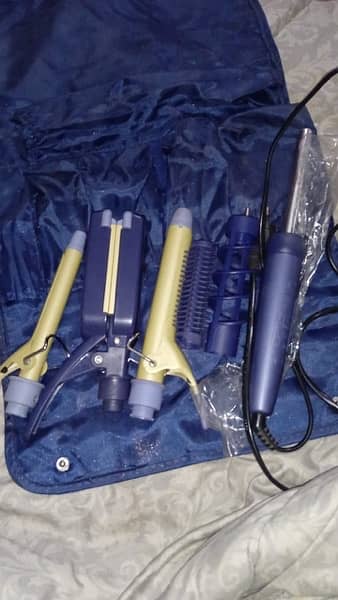 curler set with crimping / stretghner / and massage machine