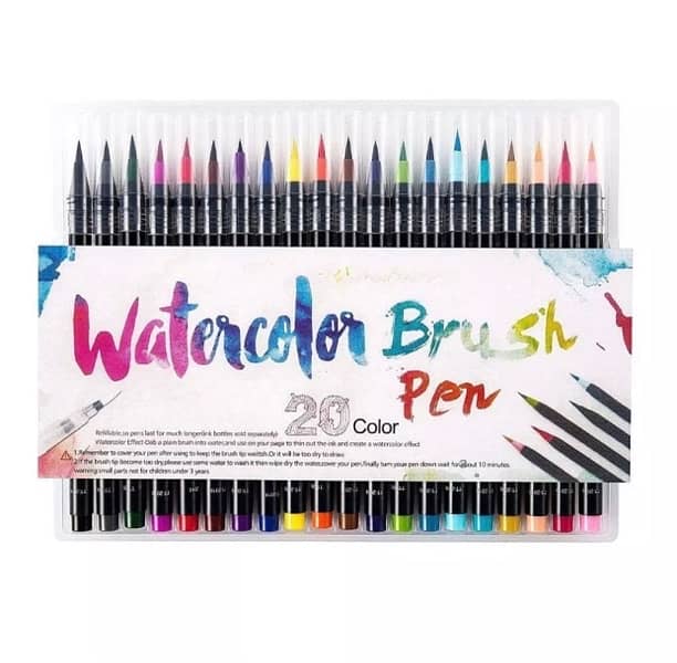 20 Pieces Color Brush Pens Set Watercolor Brush Pen Color Markers 0