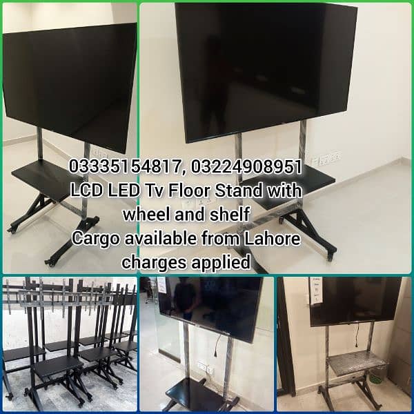 LCD LED Tv Floor Stand with wheels and shelf 1